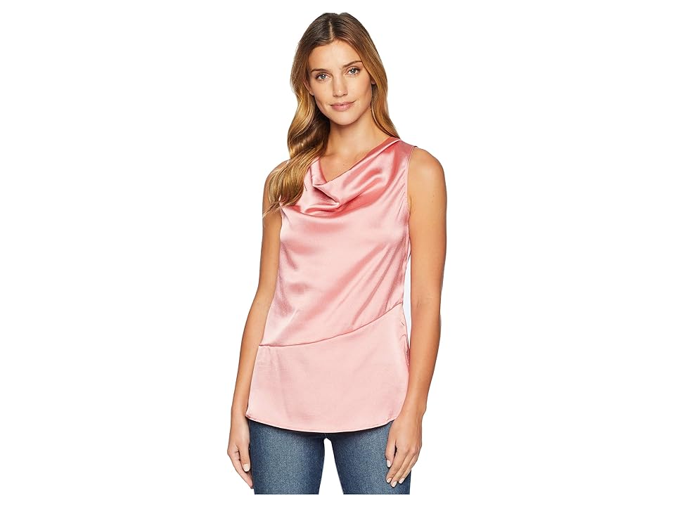 

Ellen Tracy Sleeveless Top with Asymmetrical Hem (Tea Rose) Women's Clothing, Red