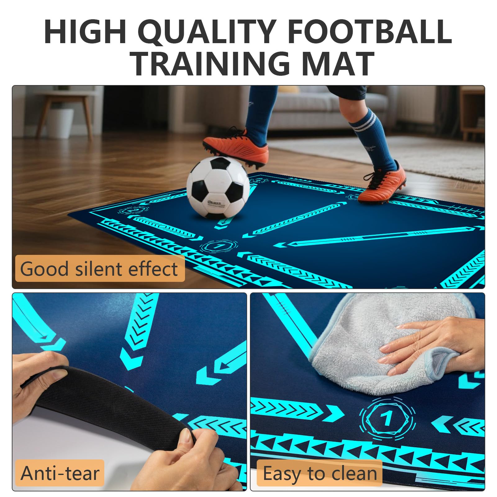 Soccer training mat,Soccer training equipment accessories for All Ages to Improve Speed Strength Agility and Coordination,Anti-Slip/Silent Mat