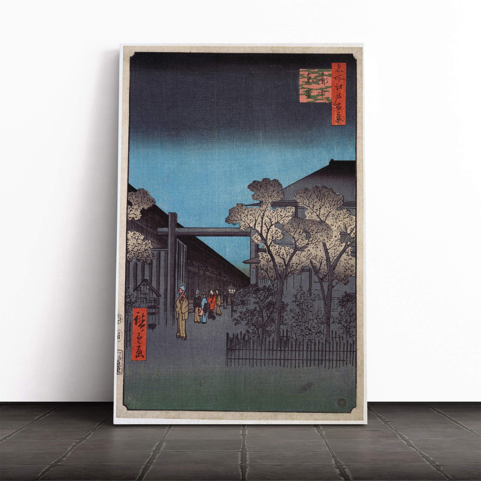 Hiroshige Japanese Oriental (39) Canvas Print | Gallery Wrapped 30mm Frame Wall Art | 24x16 inches | Ready to Hang | Asian Picture | Living Room Bedroom Lounge Office