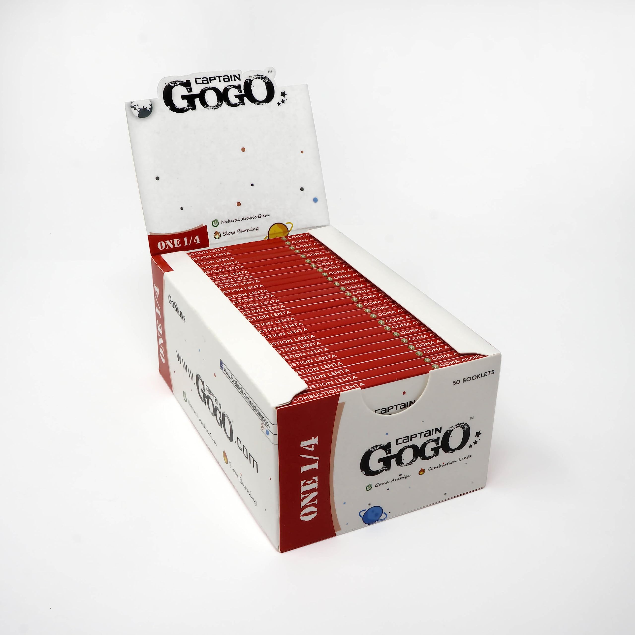 Captain GoGo Bleached One 1/4 50 Booklet Unrolled 13 gsm Rolling Paper