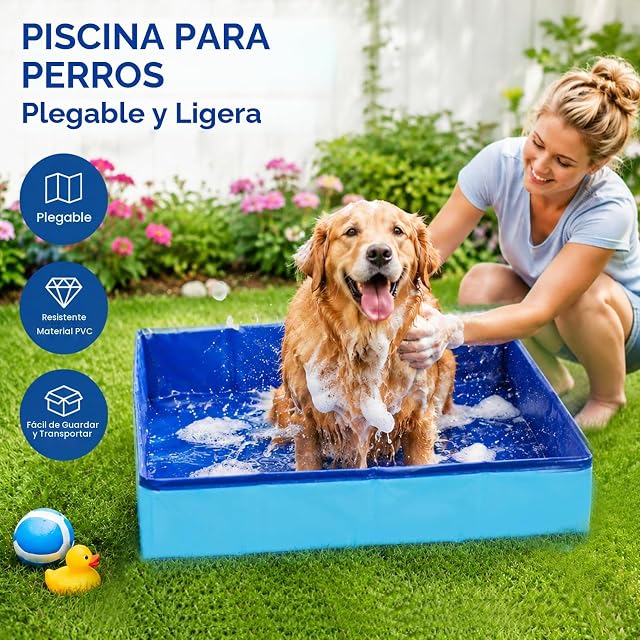 Foto 5 de 7 de FuYelng Piscina Plegable Perros pequeños 50x50 cm, Portátil Pequeños de PVC