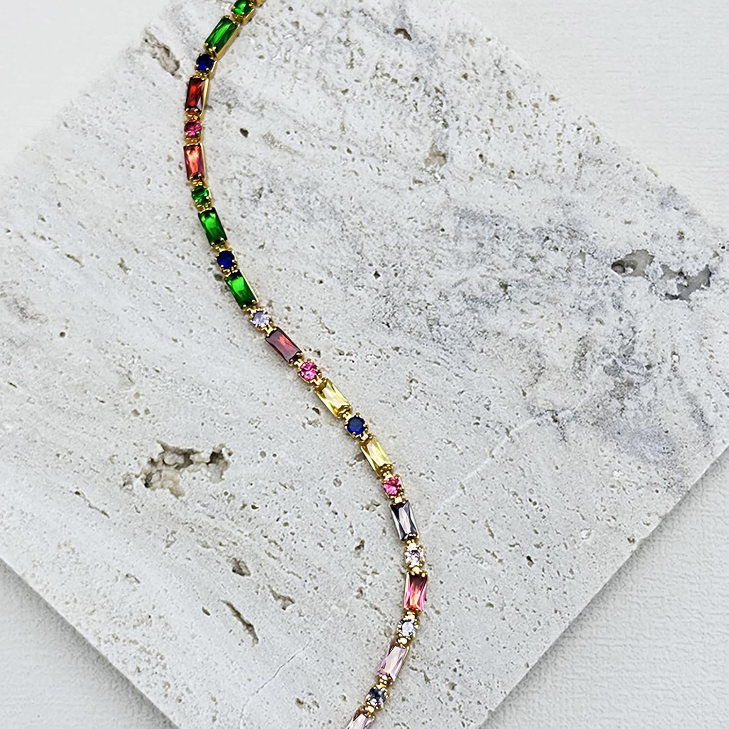 Multi Colored Crystal Tennis Bracelet Boho Cubic Zirconia Bracelet for WomenColour - Image 4