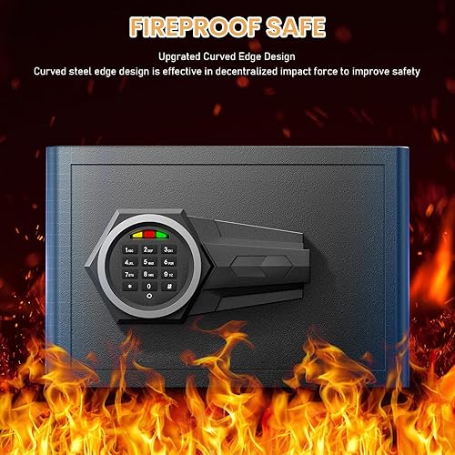 Miniatura 2 de Karbeen Caja de seguridad ignífuga de 0.8 cub, pequeña caja fuerte con teclado digital, función de silencio y sistema de bloqueo antirrobo, caja