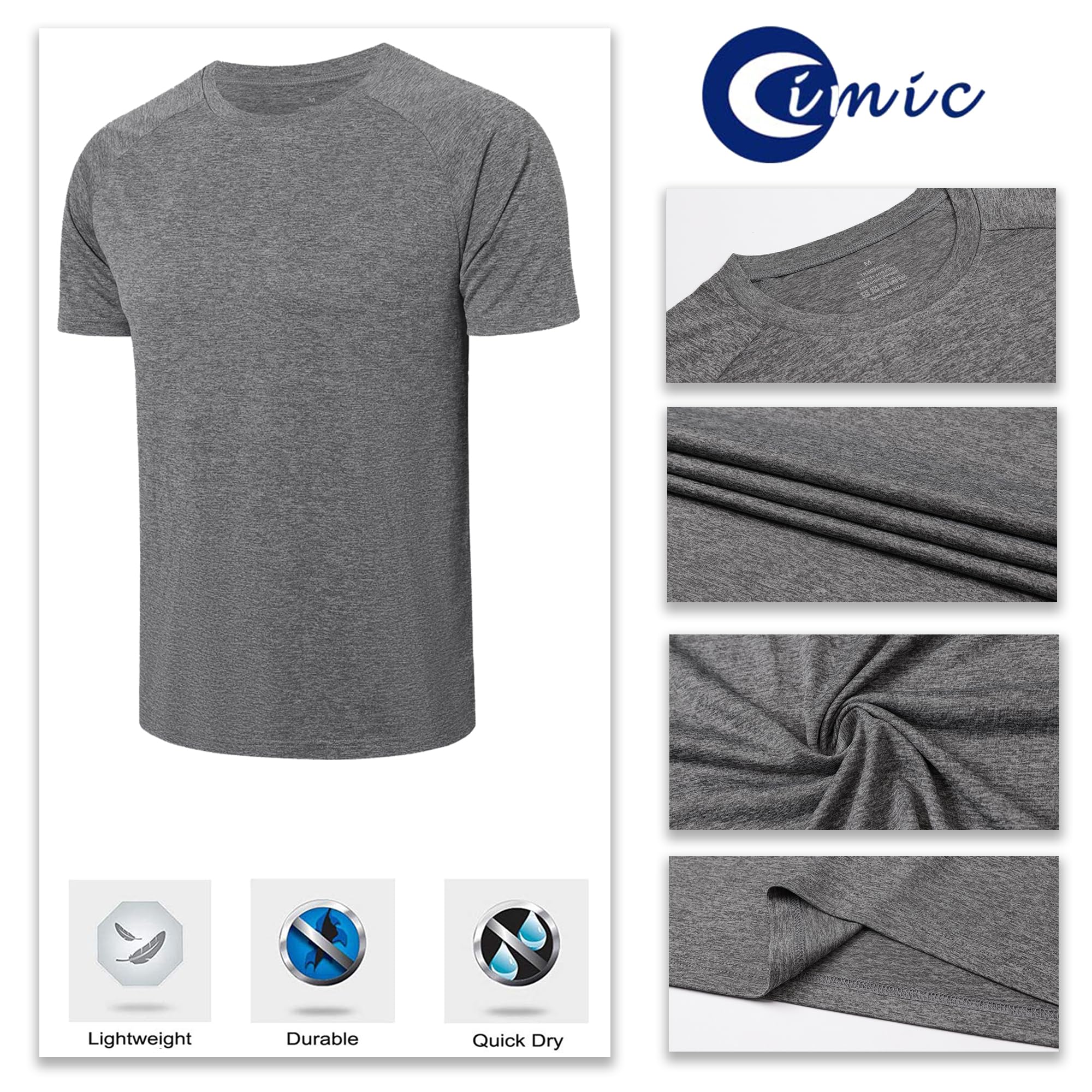 Cimic 3/5/7 Pezzi Maglietta Uomo Manica Corta Sportiva Asciugatura Rapida Traspirante Palestra Running Trekking