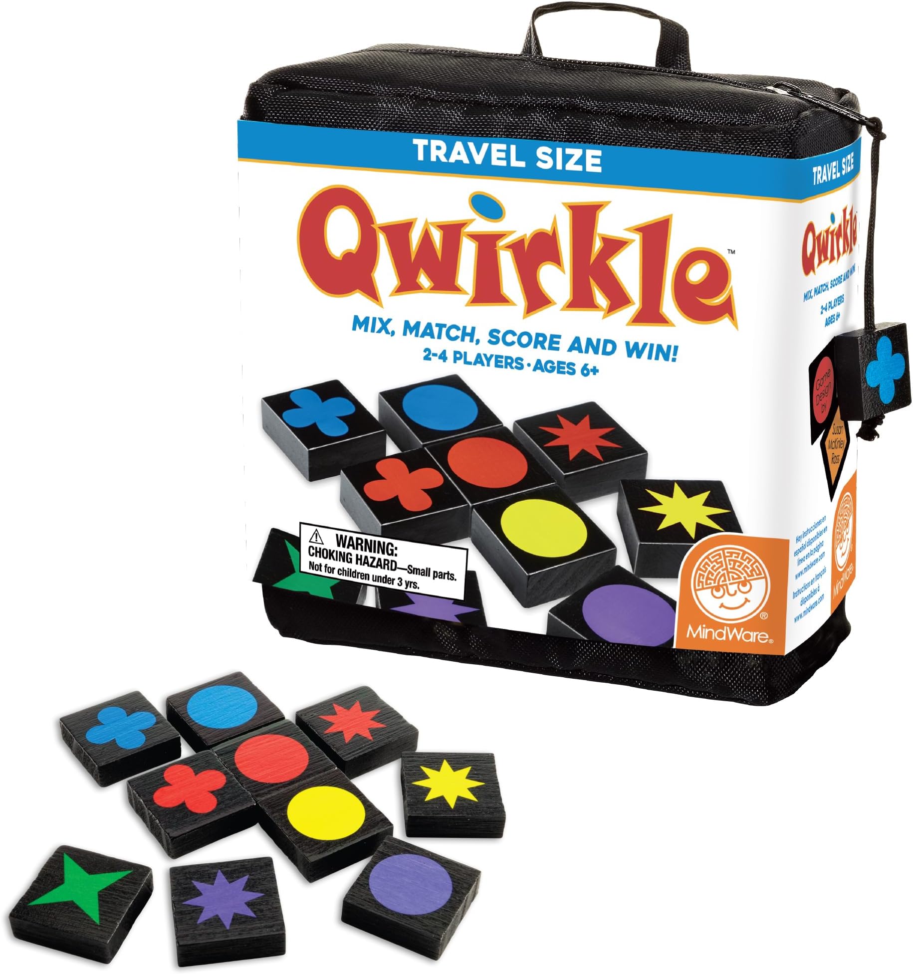 Mindware | Qwirkle: Travel Edition | Miniature Game | Ages 6+ | 2-4 Players | 45 Minutes Playing Time