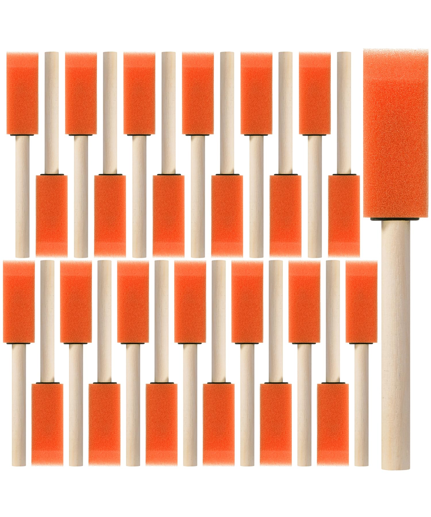Bates- Foam Paint Brushes with Wood Handle, 1 Inch, 26 Pack, Orange, Sponge Brushes for Painting, Sponge Paint Brush