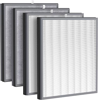 ［4 Pack HE401 Filter Replacement for Shark Air Puri-Fier 4 Compatible with Shark HE400 HE401 HE402 HE405, 3-in-1 Filtration with H13 True HEPA, Activated Carbon, Part # HE4FKPET
