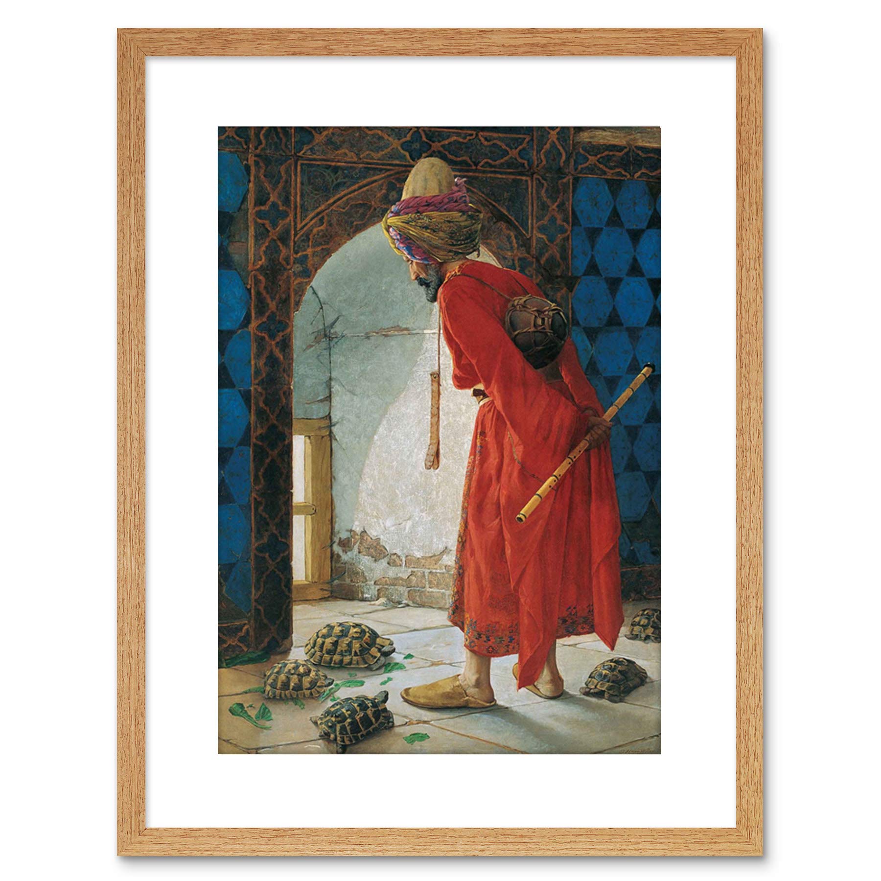 Wee Blue Coo PAINTING OSMAN HAMDI BEY TORTOISE TRAINER OLD MASTER FRAMED PRINT F97X4376