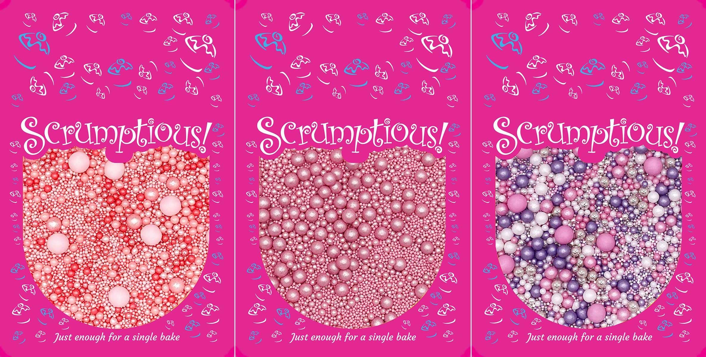 Scrumptious! - Bundle - Pearls Mix Pinks Edible Cake Topper Sprinkles Cupcake Decorations - 1x30g Glimmer Pink, 1x30g Pinks, 1x30g Twinkle Ice Pink