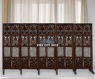 Wooden Partitions Made of Wood Room Divider for Living Room with Stands Hall Bedroom Wall Separator Panel (5 Panel 5 Feet with Stand)