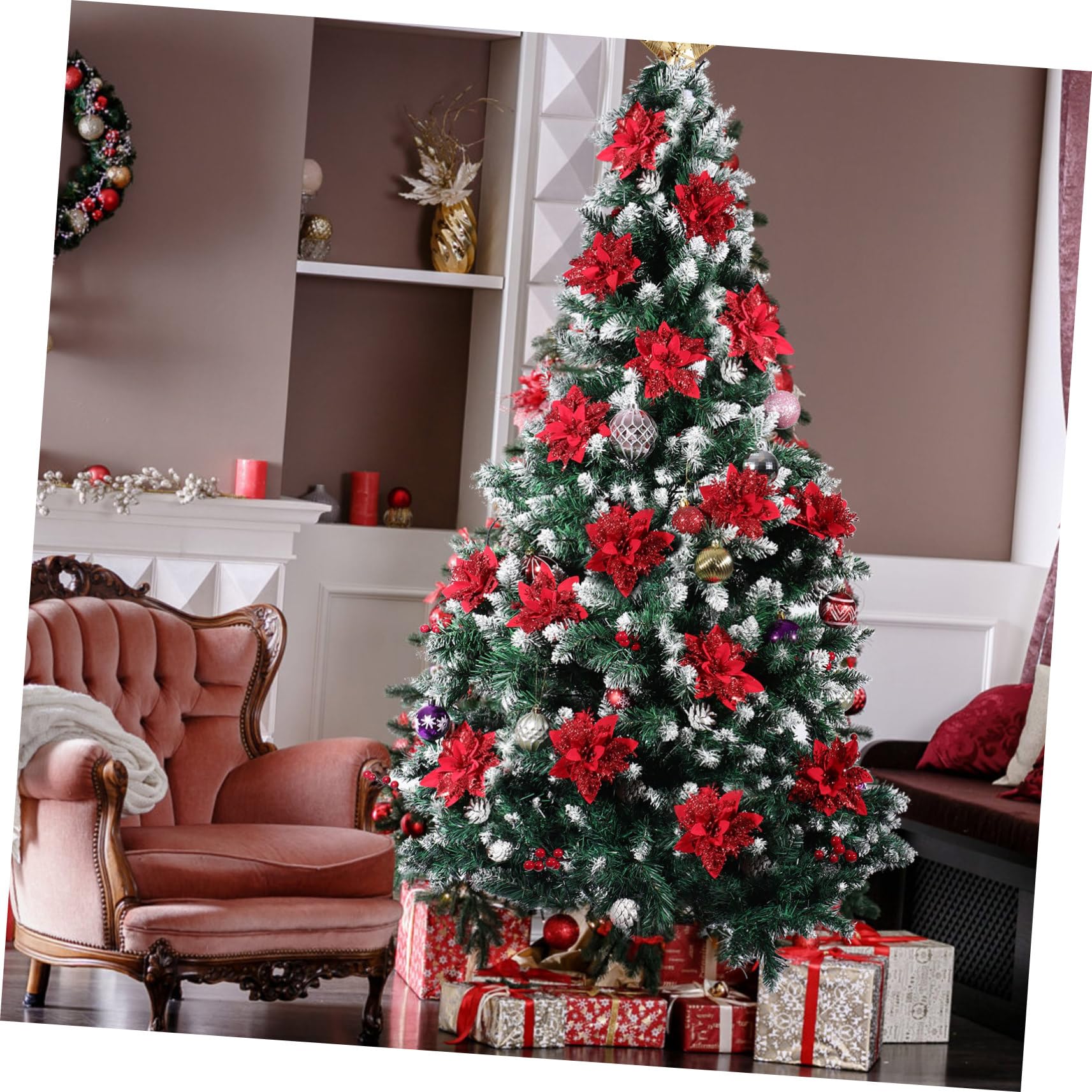 Amazon｜EXCEART クリスマスツリー飾り 人工花 造花 クリスマス花