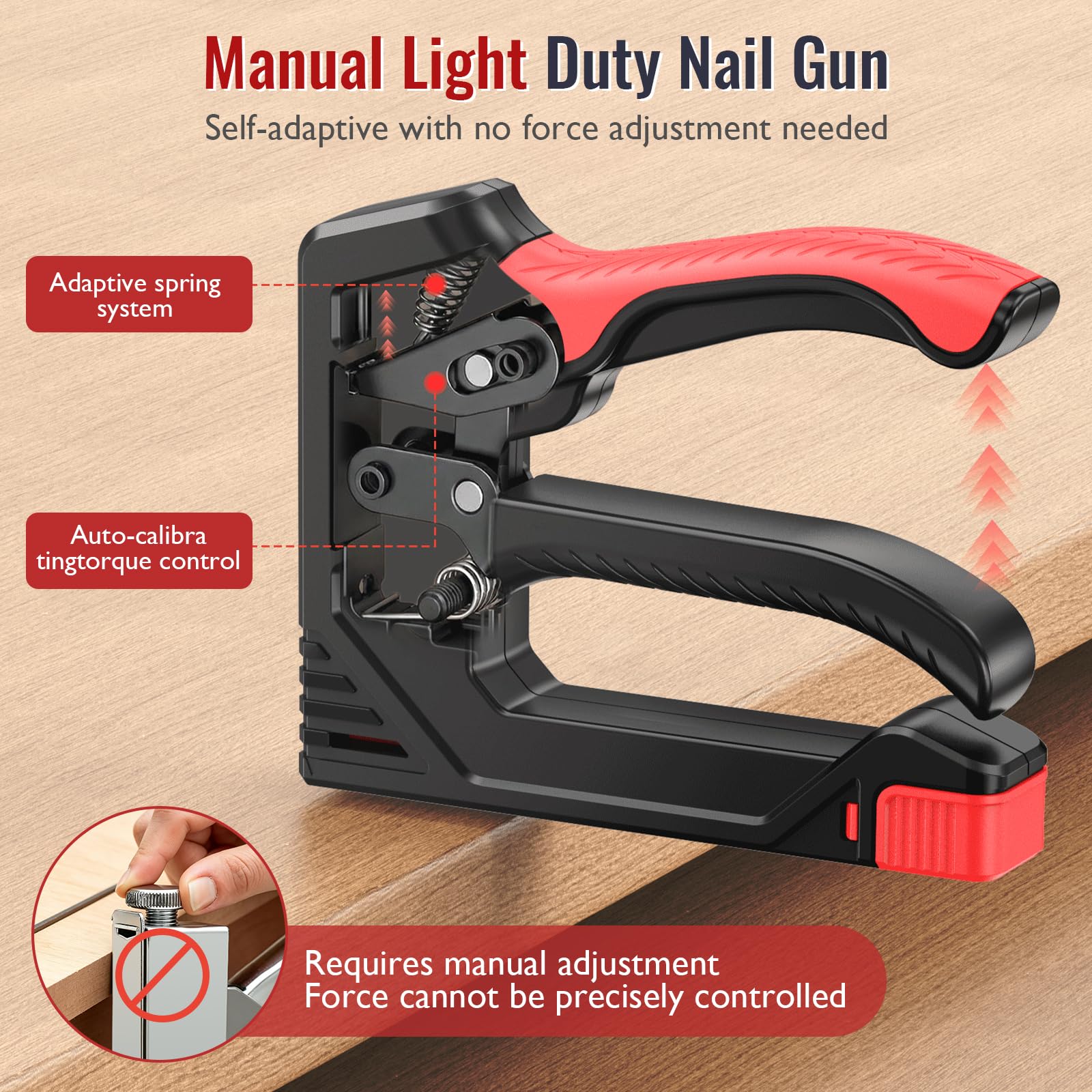 Pinzatrice manuale leggera con 600 punti, cucitrice per tappezzeria per legno, tessuto, artigianato e mobili, manico ergonomico in TPU, graffette compatibili D/T per progetti fai da te