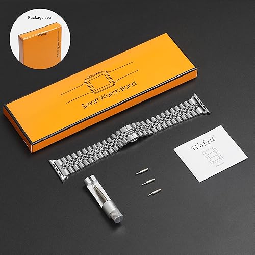 Miniatura 6 de Wolait - Correa pesada de acero inoxidable con cierre plegable de mariposa para iWatch Series 76SESeries 543 compatible con Apple Watch Band de 1.77