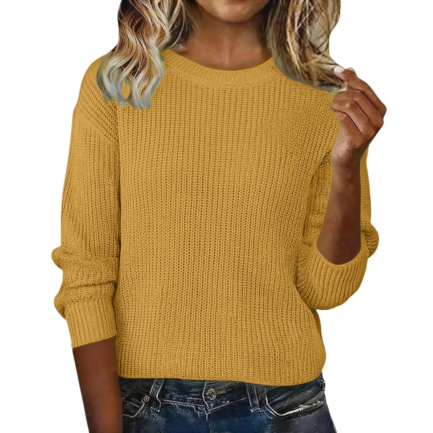 Cashmere Sweaters for Women Round Neck Long Sleeve 2025 Cozy Knitted Pullover Tops Wool Lightweight Warm Winter Sweater
