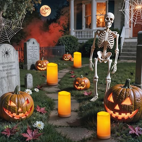 Miniatura 2 de Homemory Vela impermeable extra grande de 6 x 12 pulgadas para exteriores con temporizador automático de 6 horas, hecho de plástico marfil, larga