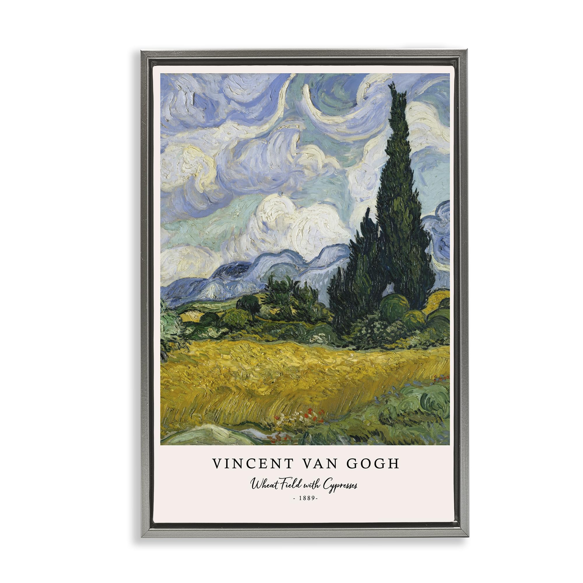 Stupell Industries Wheat Fields Cypresses Countryside Classic Wheat Fields With Cypresses, 20 X 30 Inch Canvas In Floater Frame