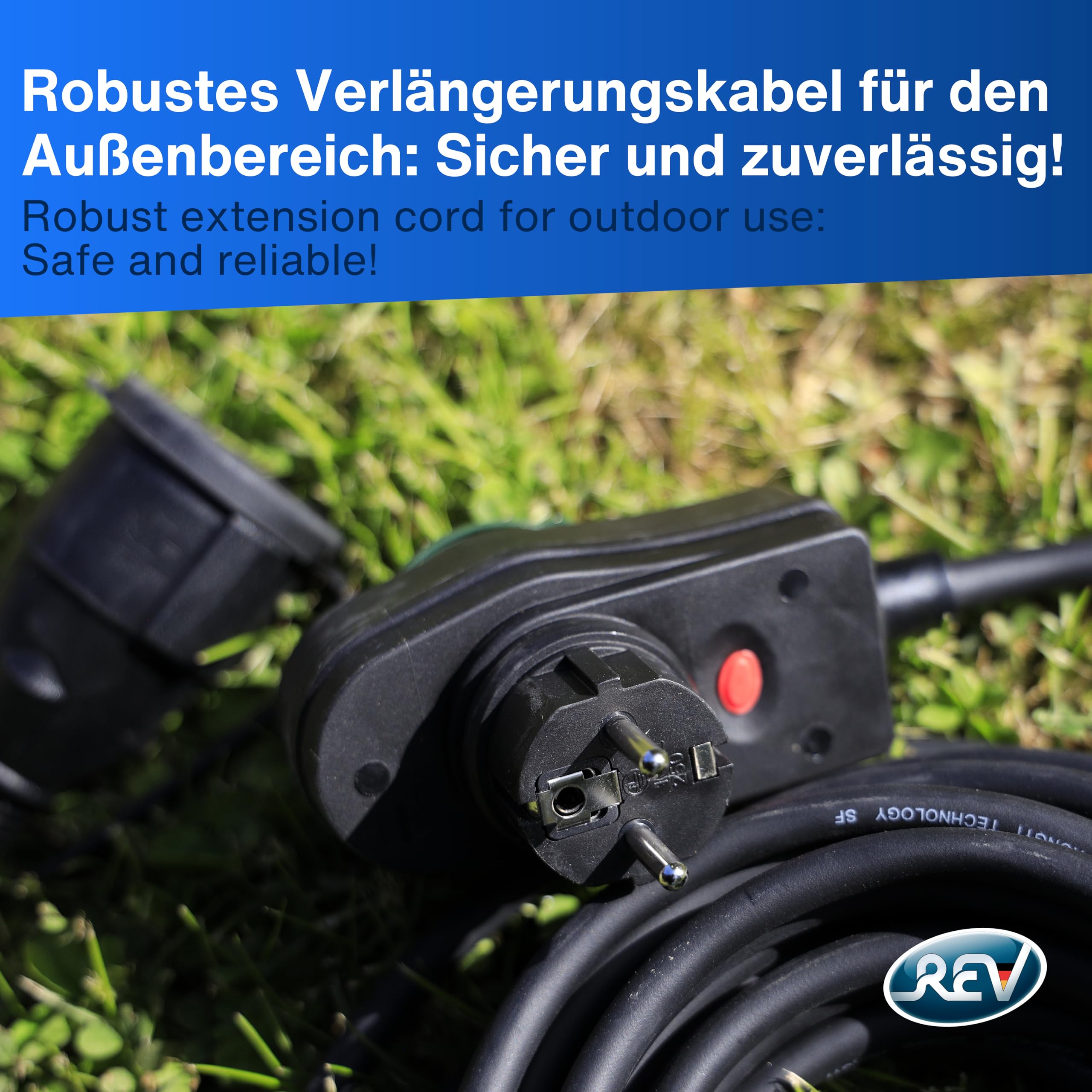 REV 0017101514 Powersplit - Prolunga da 10 m, IP44, con protezione da sovraccarico, colore: nero