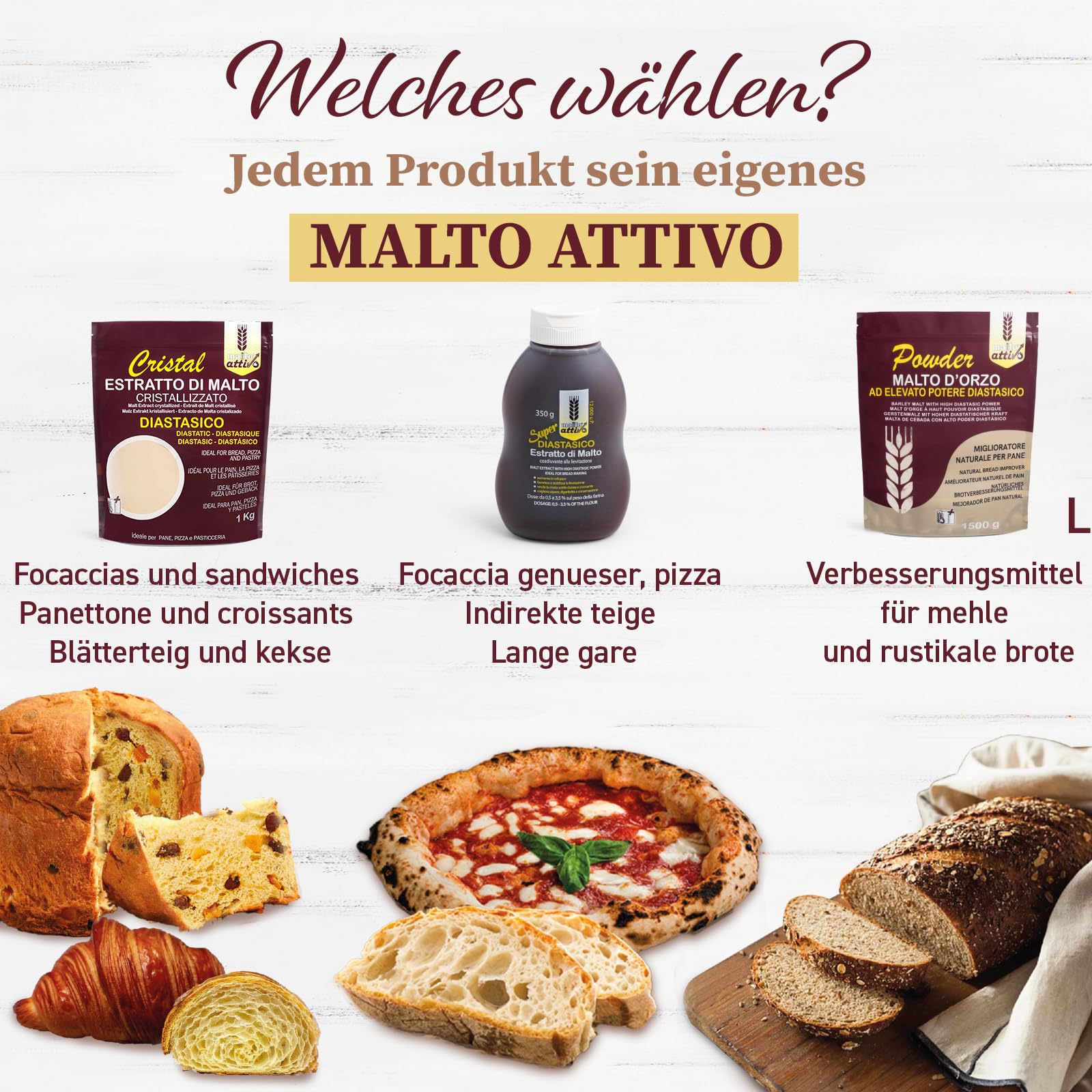 Malto Attivo - Super Diastasico 1400 g, Malzextrakt mit hohem diastatischem Vermögen, Gersten- und Maismalz – Ideal zum Backen, 12.000 Einheiten, Pollak, Hergestellt in Italien