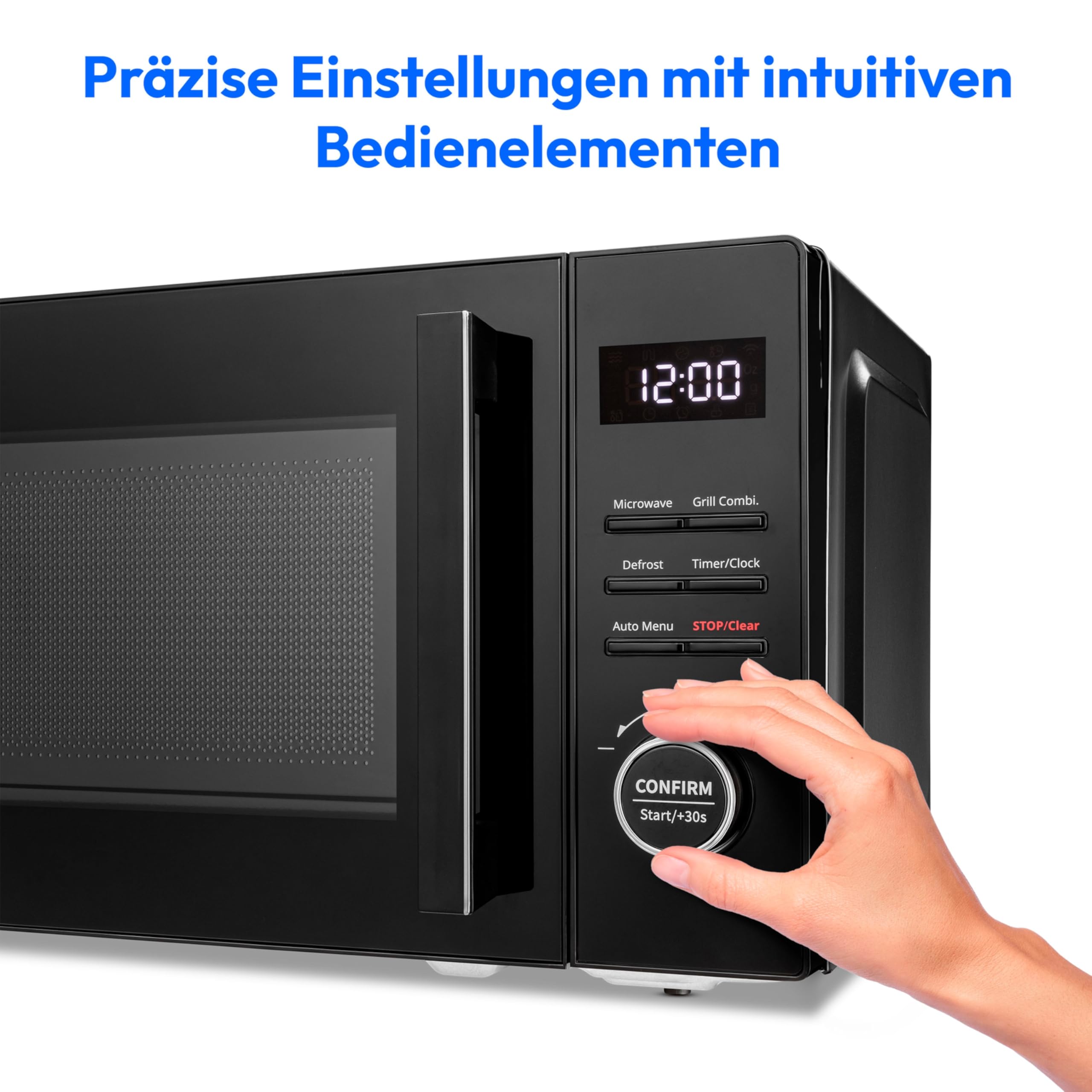 MEDION Mikrowelle klein mit Grill (20 Liter, 800 Watt, 1000 Watt Grill, 8 Automatik-Programme inkl. Auftaufunktion, 5 Leistungsstufen, 95 Minuten Timer, Drehteller, MD12021) schwarz