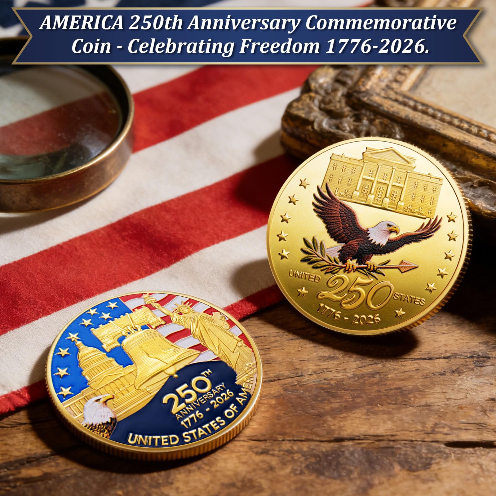 Amazon.co.jp: 250周年記念アメリカ記念コイン – 記章が刻印された愛国