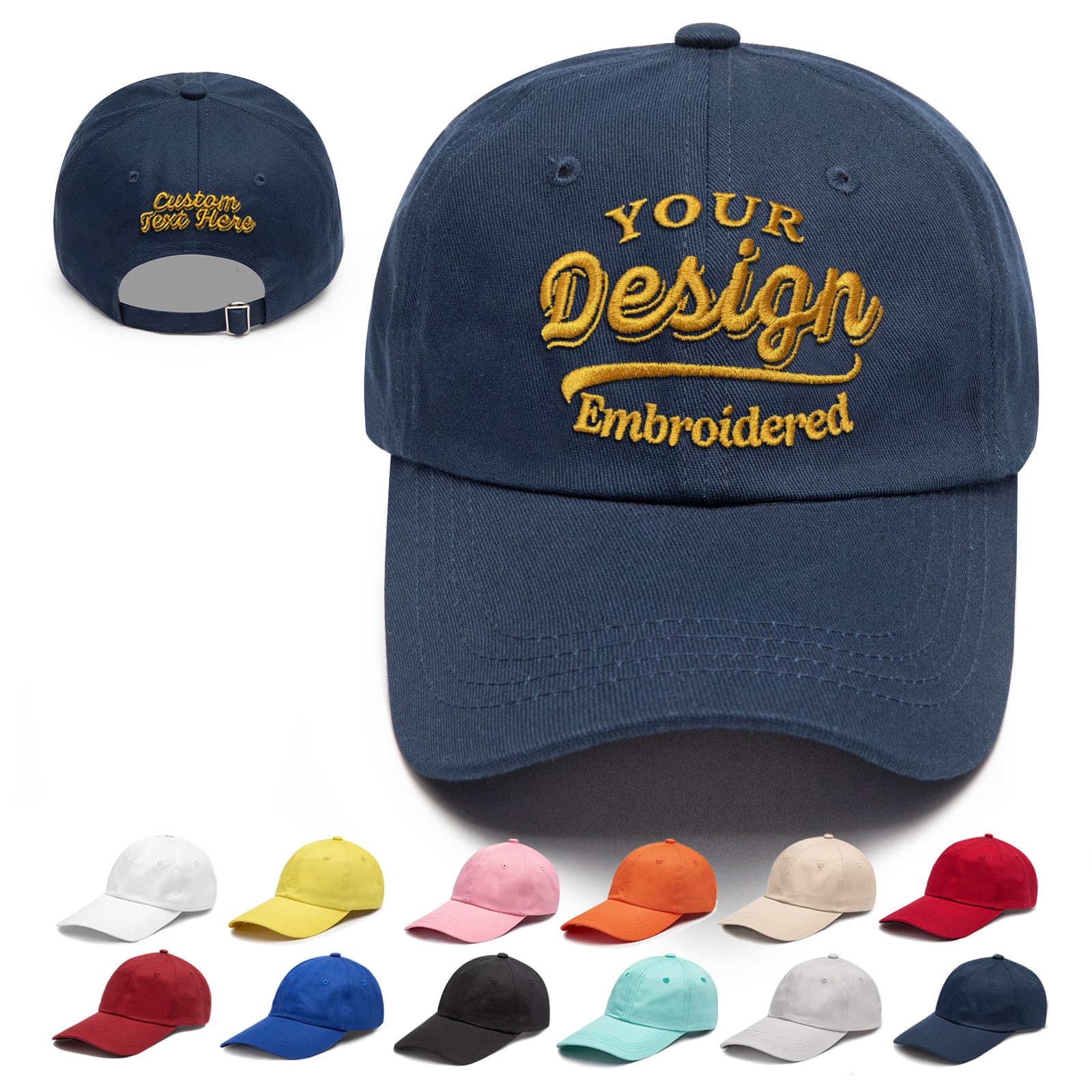 Custom Embroidered Hats, Personalized Emboridery Baseball Caps with Text Logo, Customized Hat Gifts for Men Women