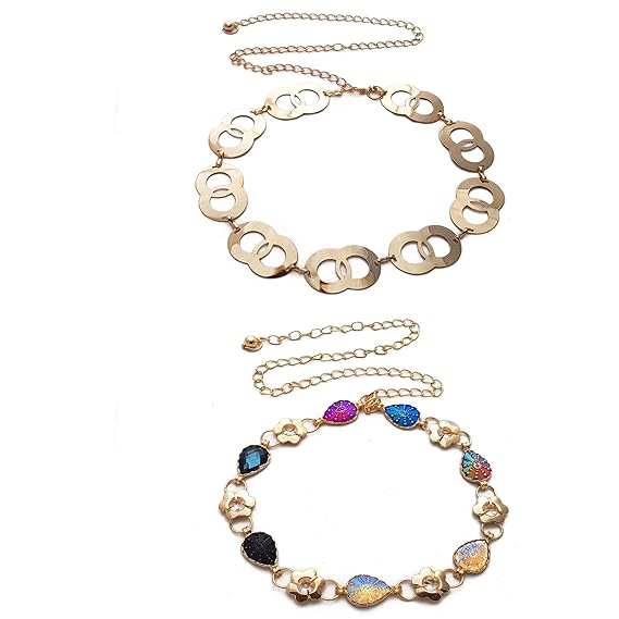 Vritraz Women And Girl Fashion Metal Stretchable Gold Plated Belly Chain Waist Belt Jewellery Gift kamarbnd Waistband