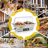Vista 6 de Dyna-Living Electric Chafing Dishes for Buffet, 9.5QT Half Size Chafing Dish Buffet Set 600W Electric Buffet Servers and Warmers with Temp Control