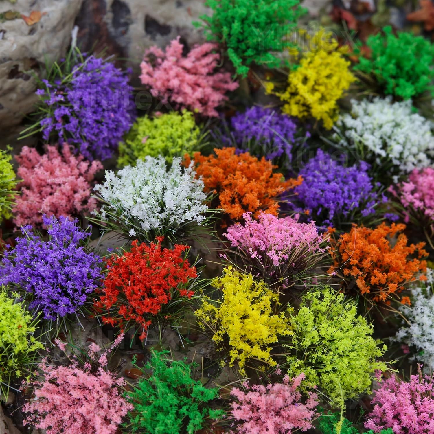 291-Piece 8mm Tall Diorama-Flowers-Grass Point Leaf Miniature Static-Grass for Model-Train-Scener Wargaming-Terrain ，Dioramas & DIY Crafts