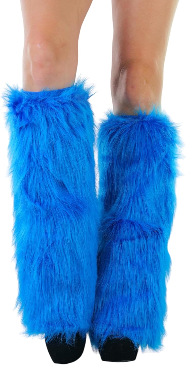 ToBeInStyle Women’s Faux Vibrant Fur Retro Daring 60' Inspired Ravewear Knee High Leg Warmers
