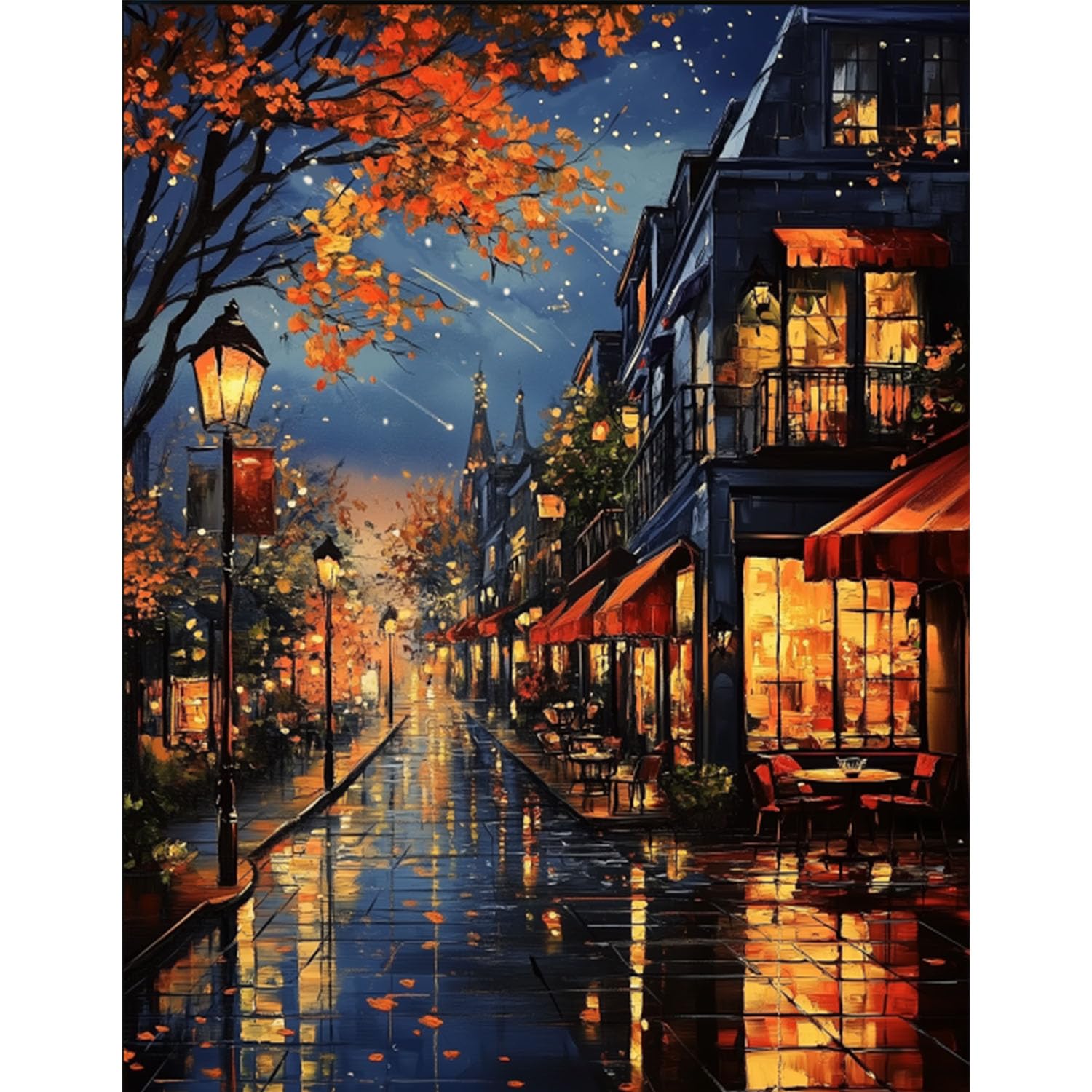 BXXRBX Street Paint by Numbers Kit for Adults- Landscape Adult Paint by Number Kits, Coffee Painting by Numbers as a Home Wall Decoration Gift 16x20 Inch