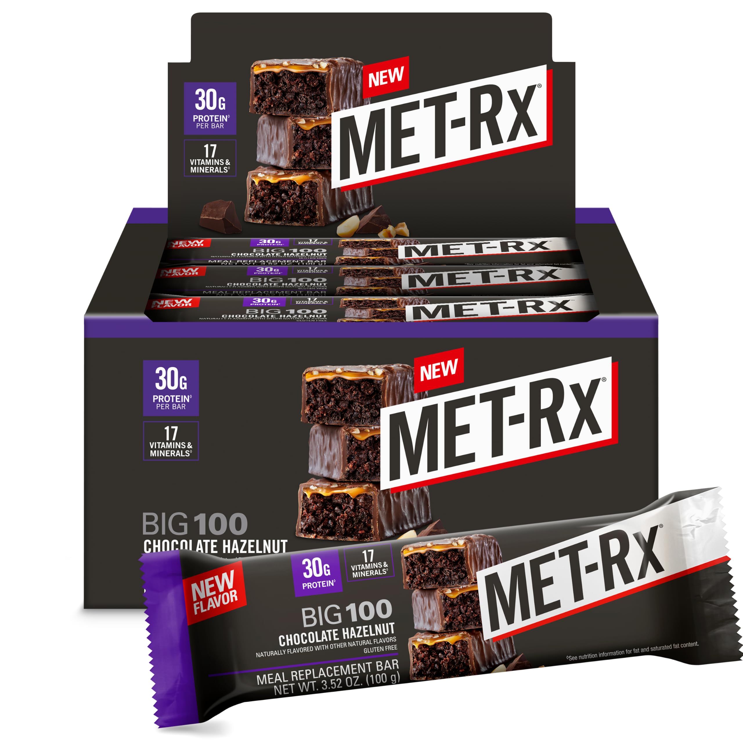 MET-Rx Big 100 Colossal Protein Bars, Healthy Meal Replacement Snack, Variety Pack, 3.52 oz bars, 9 Count (Pack of 3) — Amazon image 20