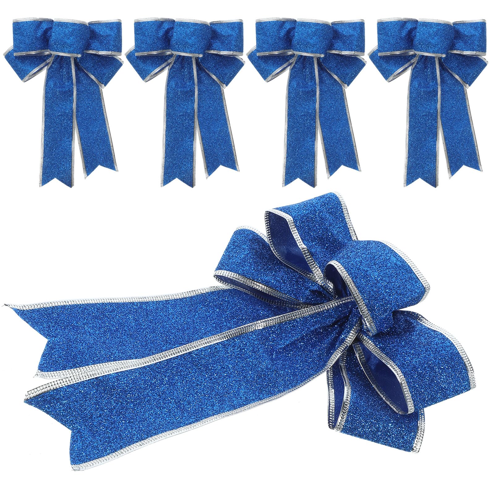 Ipetboom 5 Piezas Lazo Navideño Brillante de Poliéster Cinta de Obsequio para Árbol de Navidad Lazos de Cinta Navideña Nudo para Decoración de Ventana y Puerta