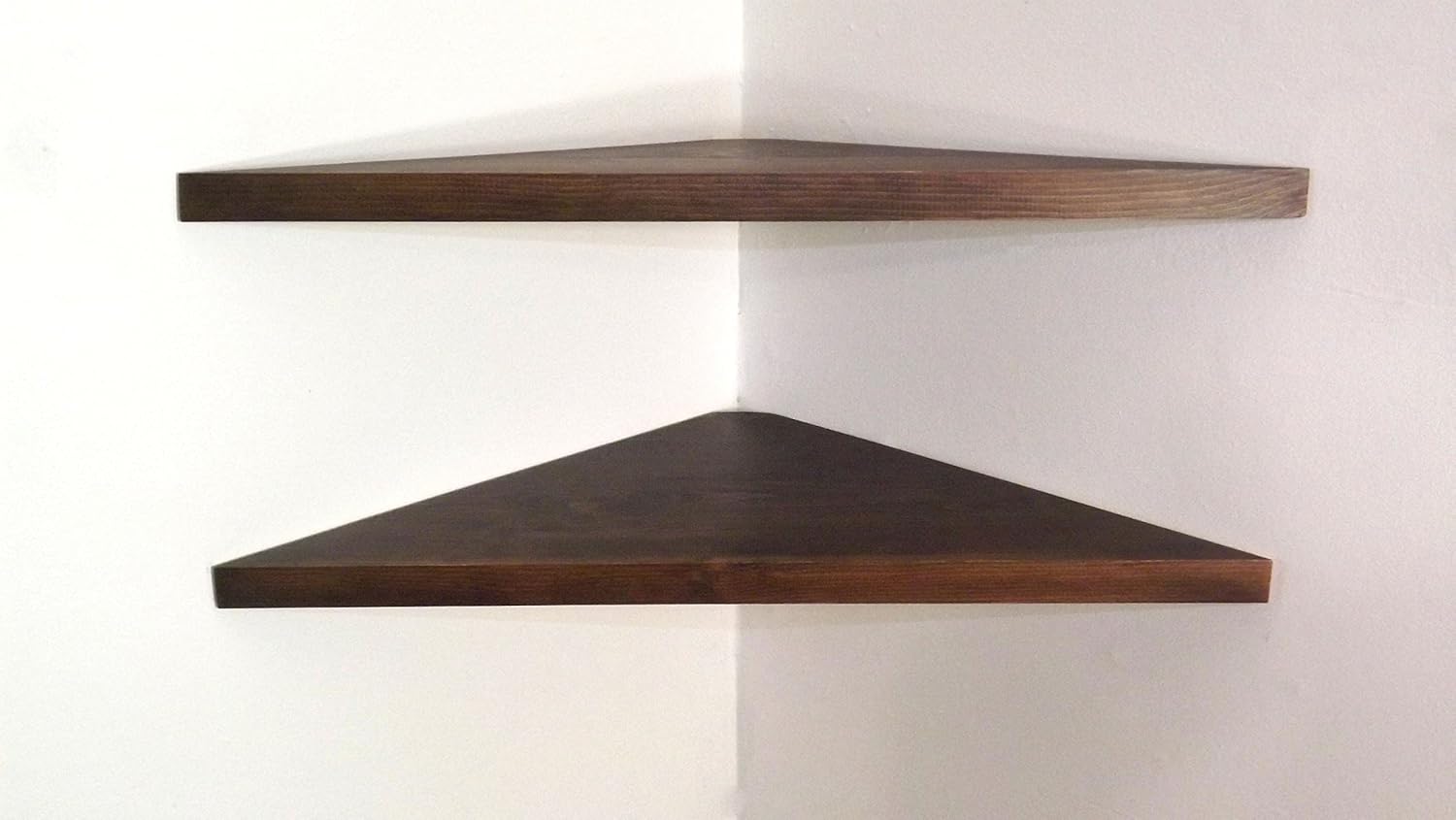 24" Wide Set of 2 Solid Wood Floating Corner Wall Shelves
