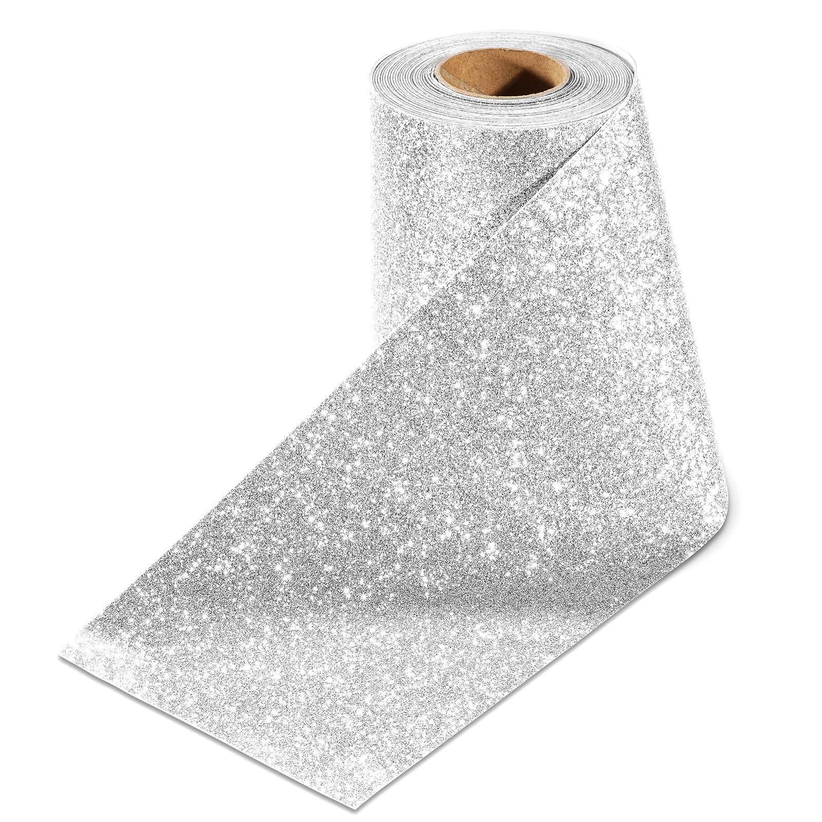 Stickyart Silver 10cmX400cm Wallpaper Border Self Adhesive Sparkle Wall Borders Peel and Stick Removable Glitter Fabric Wallpaper Border Decorative Bedroom Living Room Walls Crafts Bulletin Boards โ image 1