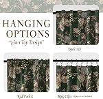 StangH 100% Rideaux imprimés Blackout pour le salon,Blossom Floral Bird Pattern Thermal Insulated Vintage Mid Century Farmhouse Drapes,Green,W52xL96 pouces,2 panneaux