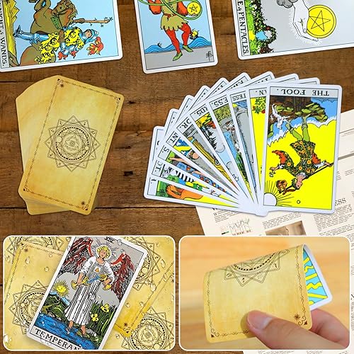 Miniatura 4 de DEBIDSTL Tarjetas de tarot para principiantes, 78 cartas de tarot clásicas con guía y bolsa de almacenamiento de terciopelo, cartas de tarot