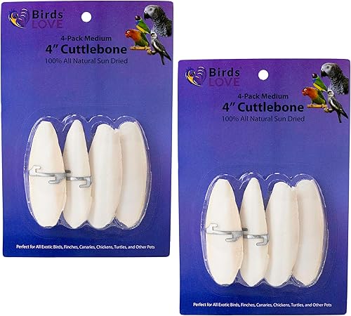 Birds LOVE Natural Cuttlebone Suplemento de calcio y minerales traza premium para especies aviares, tortugas y caracoles Hueso puro para