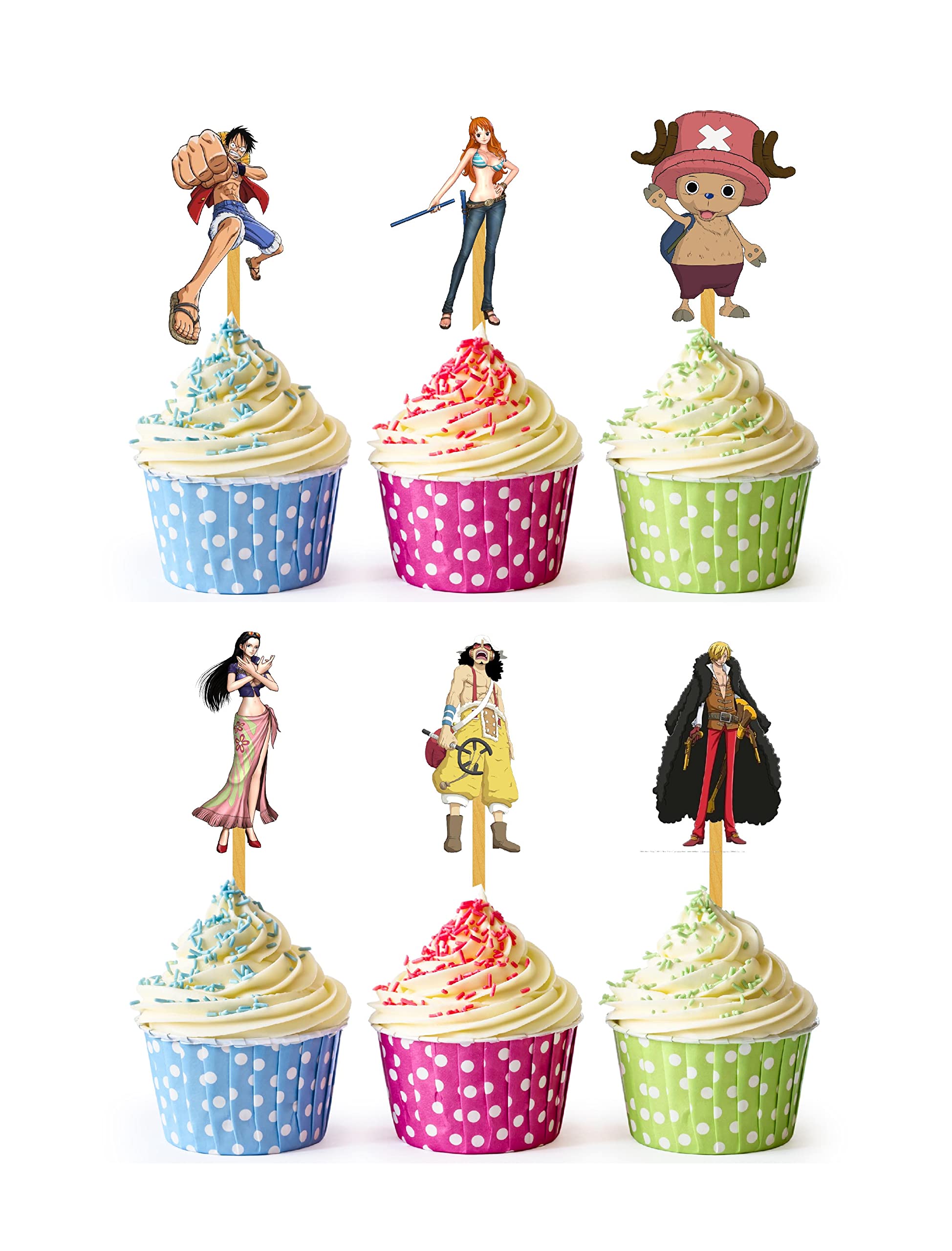 Amazon.co.jp: 24 x ワンピースカップケーキトッパー – 強力なピック