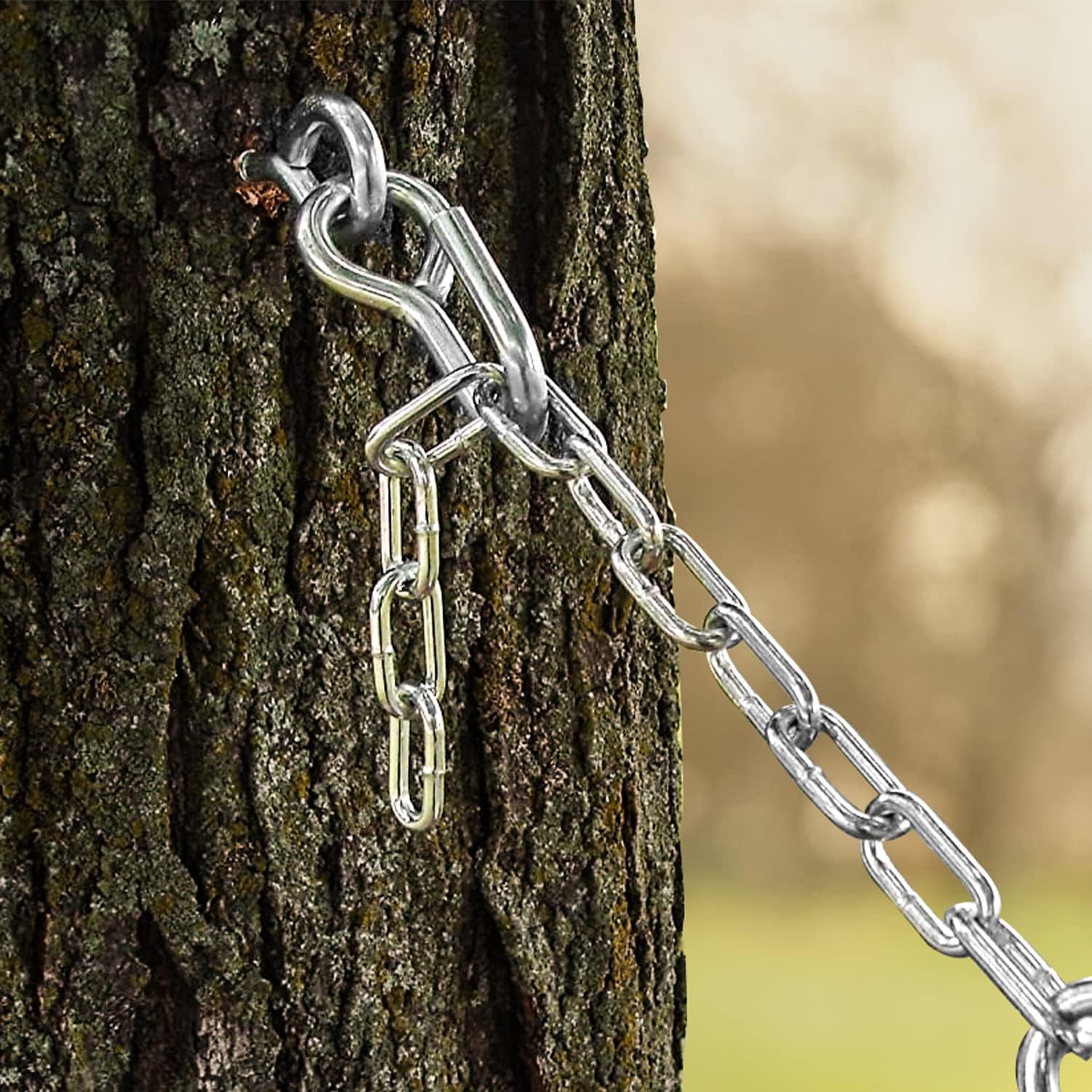 Hamaca Doble con 2 Tornillos Ganchos, 335 cm, Hamaca Exterior para 2 Personas con Almohada, Cadenas, Bolsa de Transporte, para Interiores y Exteriores, Carga 204 Kg, Verde Agua