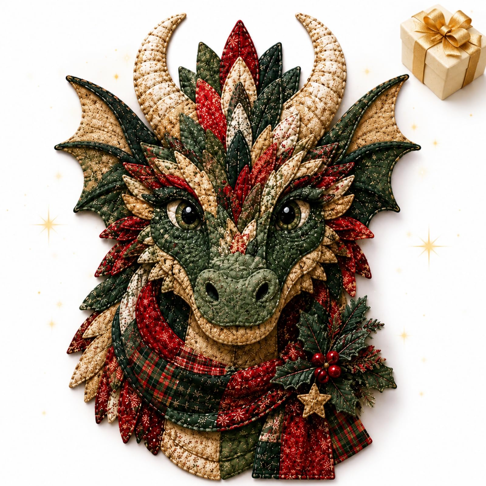 Dragon Patchwork DIY Kit, Beginner Felt Sewing Craft Set (A2pc)