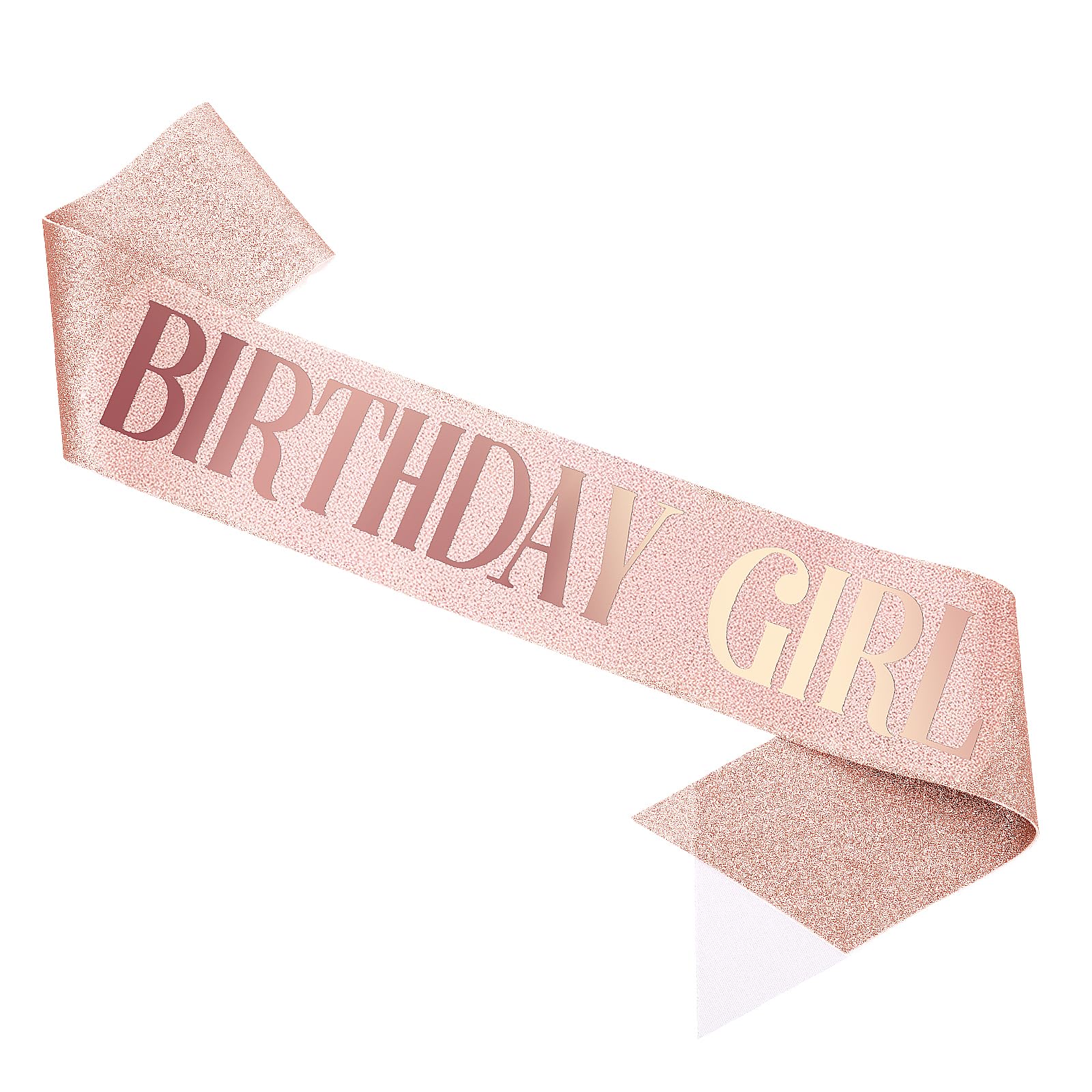 Piriuuo Rose Gold Birthday Sash, Glitter Birthday Girl Sash, Happy Birthday Sash for Women & Girls