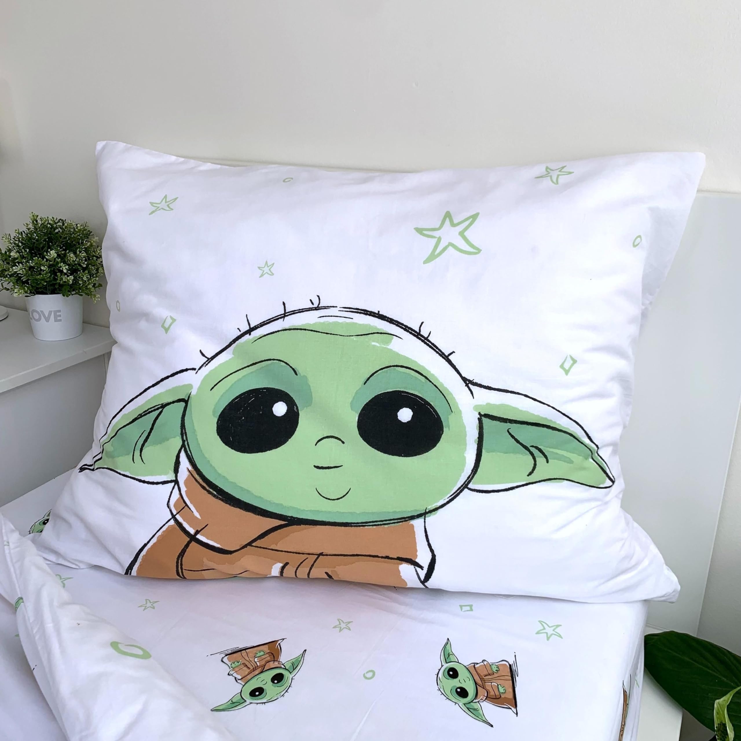 Disney - Parure De Lit en Coton Star Wars : Bébé Yoda - 140 X 200 Cm