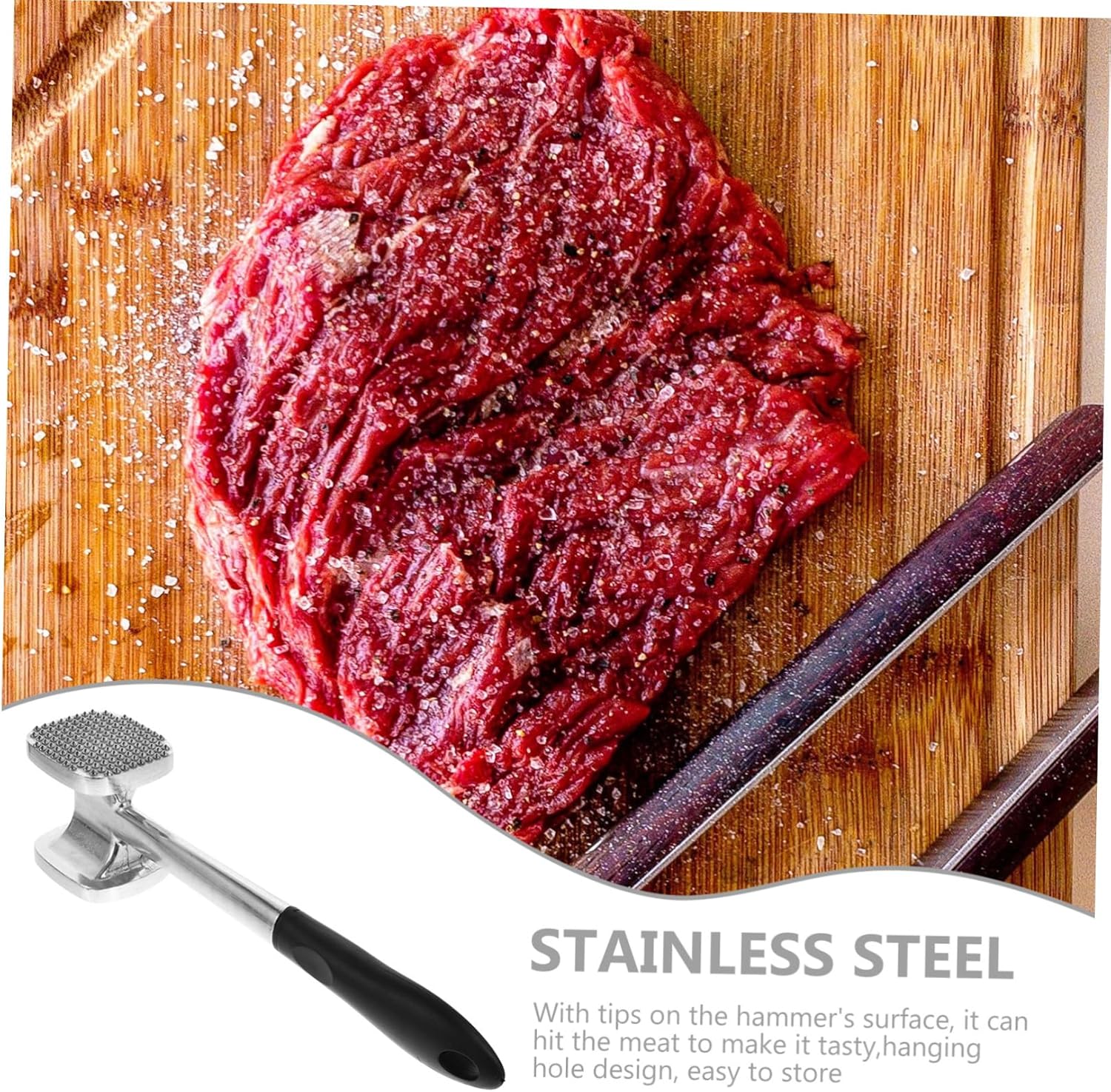 Luxshiny Aluminum Steak Hammer Dual-sided Meat Mallet for Home Meat Stapler Tenderizer Tool