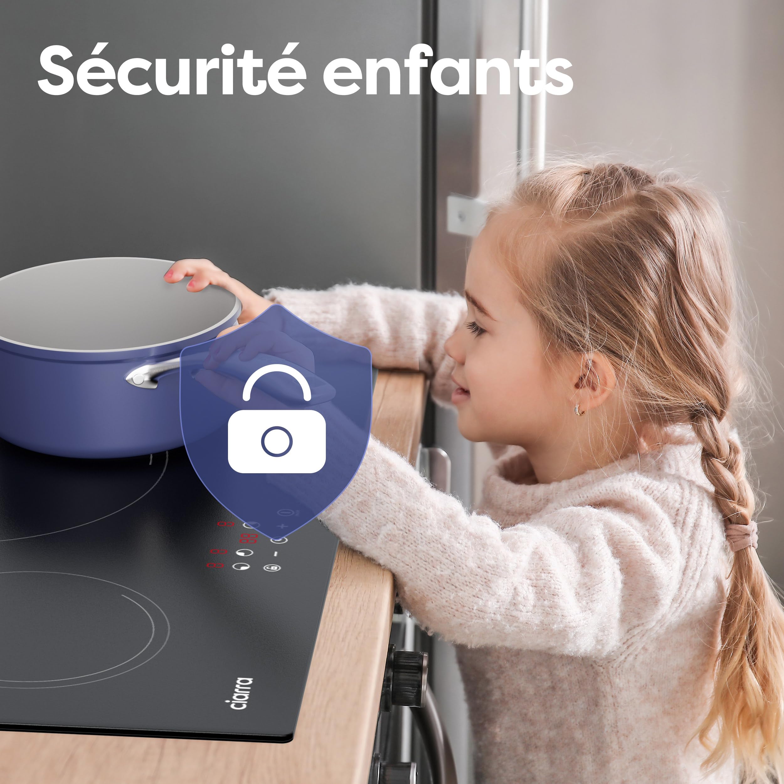 CIARRA Plaque de Cuisson à Induction - 3 Foyer 5600W - Table de Cuisson Encastrable - Commande Tactile - 9 Niveaux - CABBIH3-E