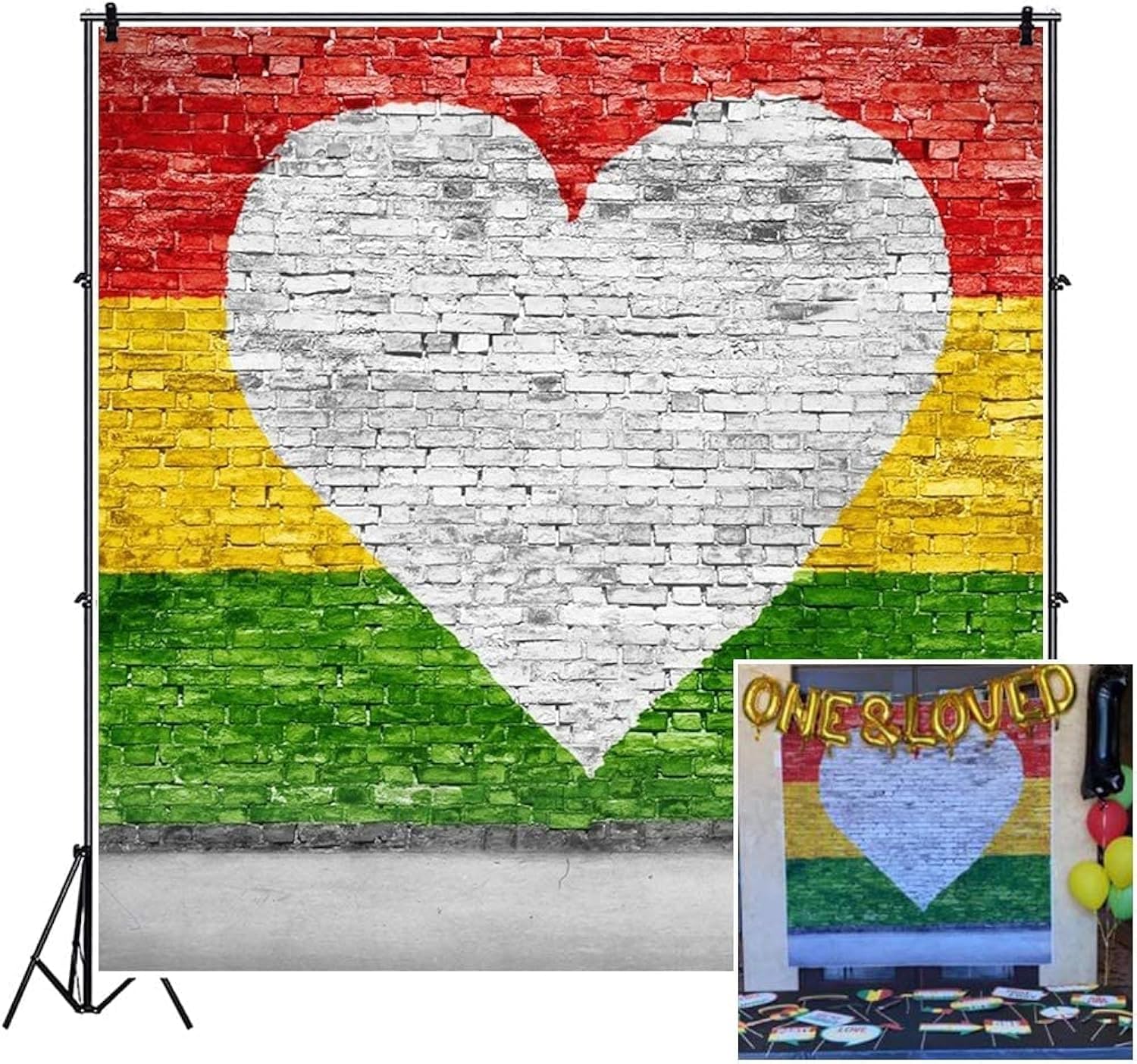 CSFOTO 8x8ft Brick Wall Love Reggae Backdrop