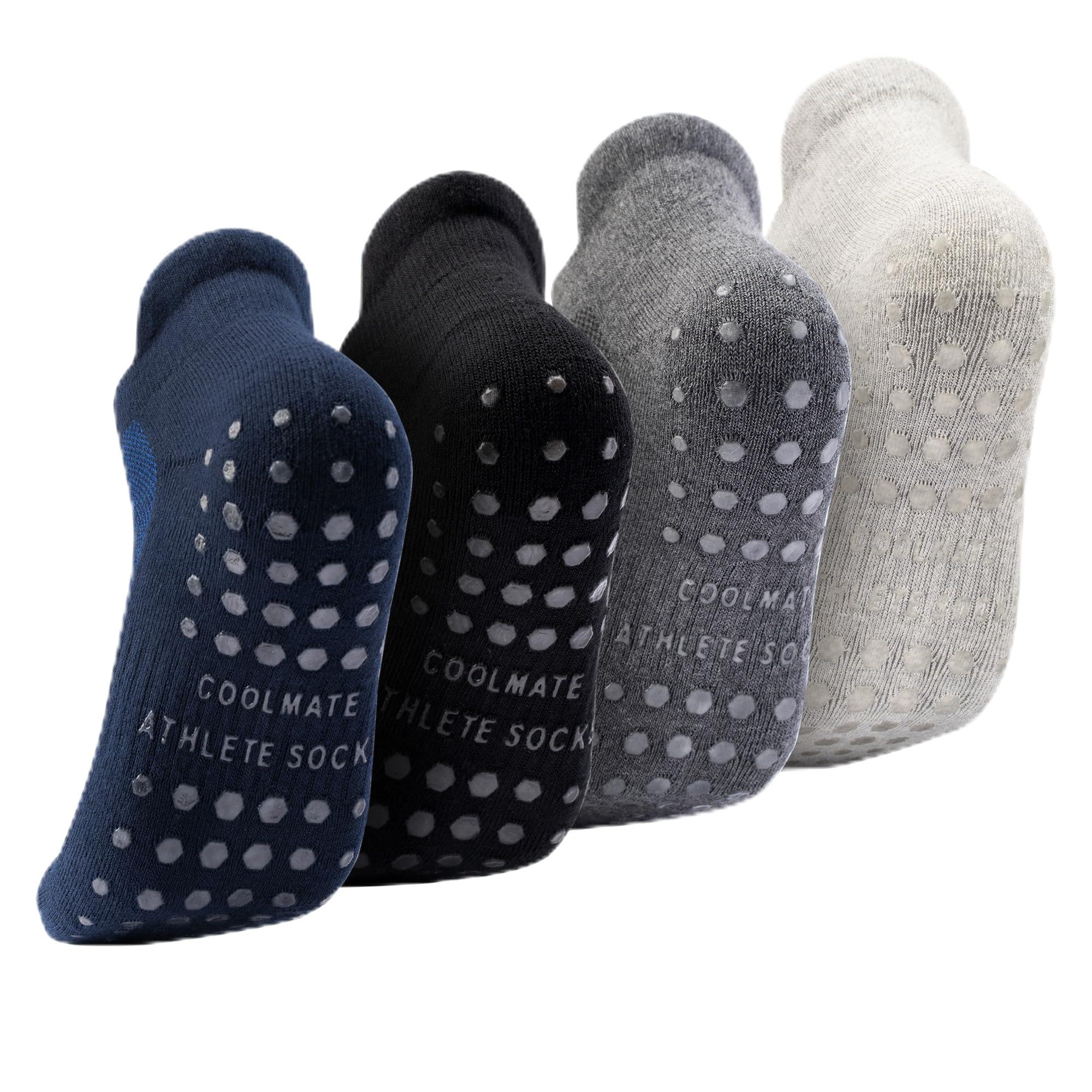 CoolMate Mens Grip Socks Men Non Slip Size 6-10-13-14 Non Slip Pilates Yoga Socks for Men with Grips