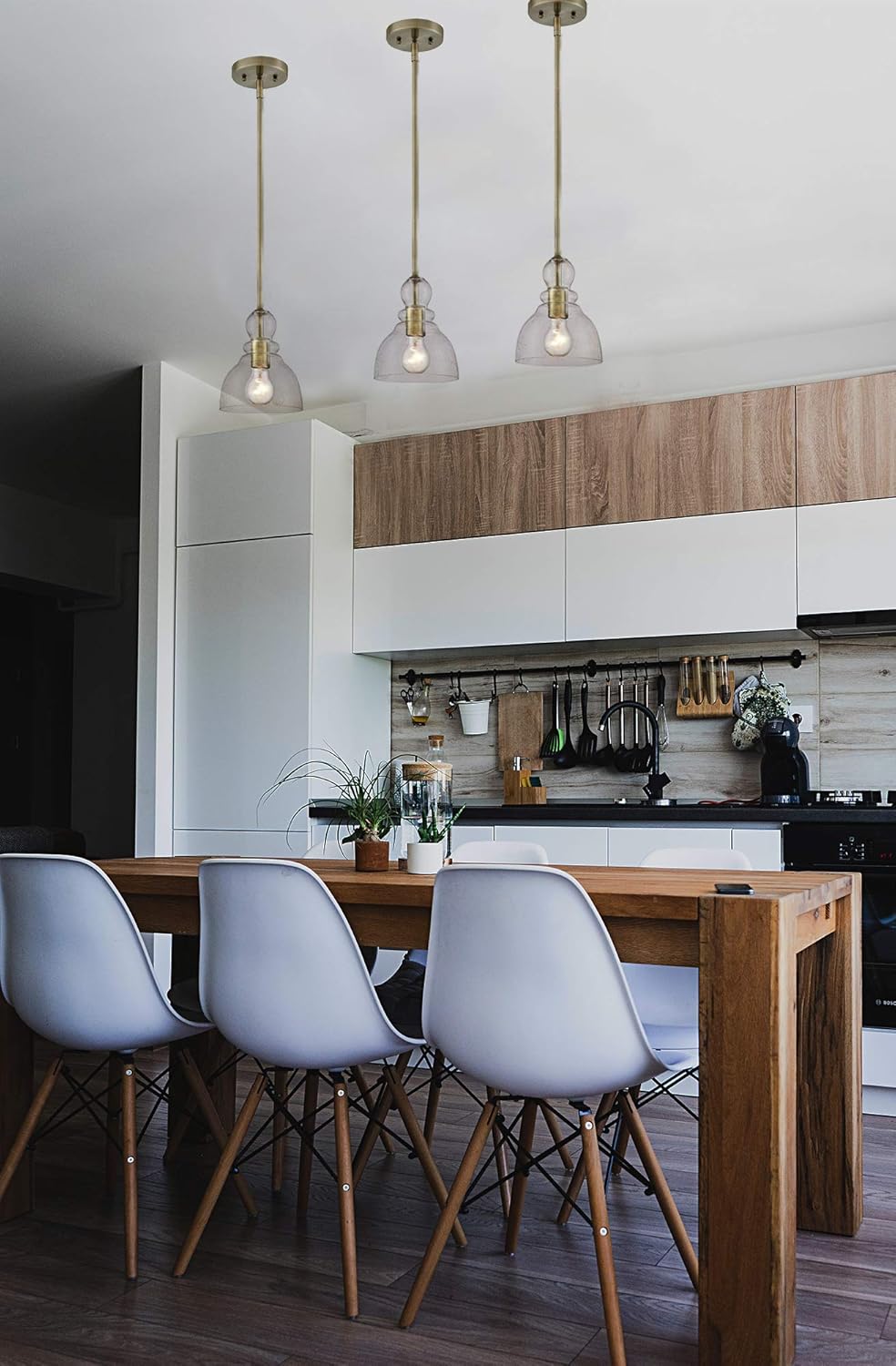 Ciata Lighting 1-Light Indoor Adjustable Mini Pendant Light Base - Antique Brass Pendant Light - Indoor Pendant Light Fixtures (2 Pack)