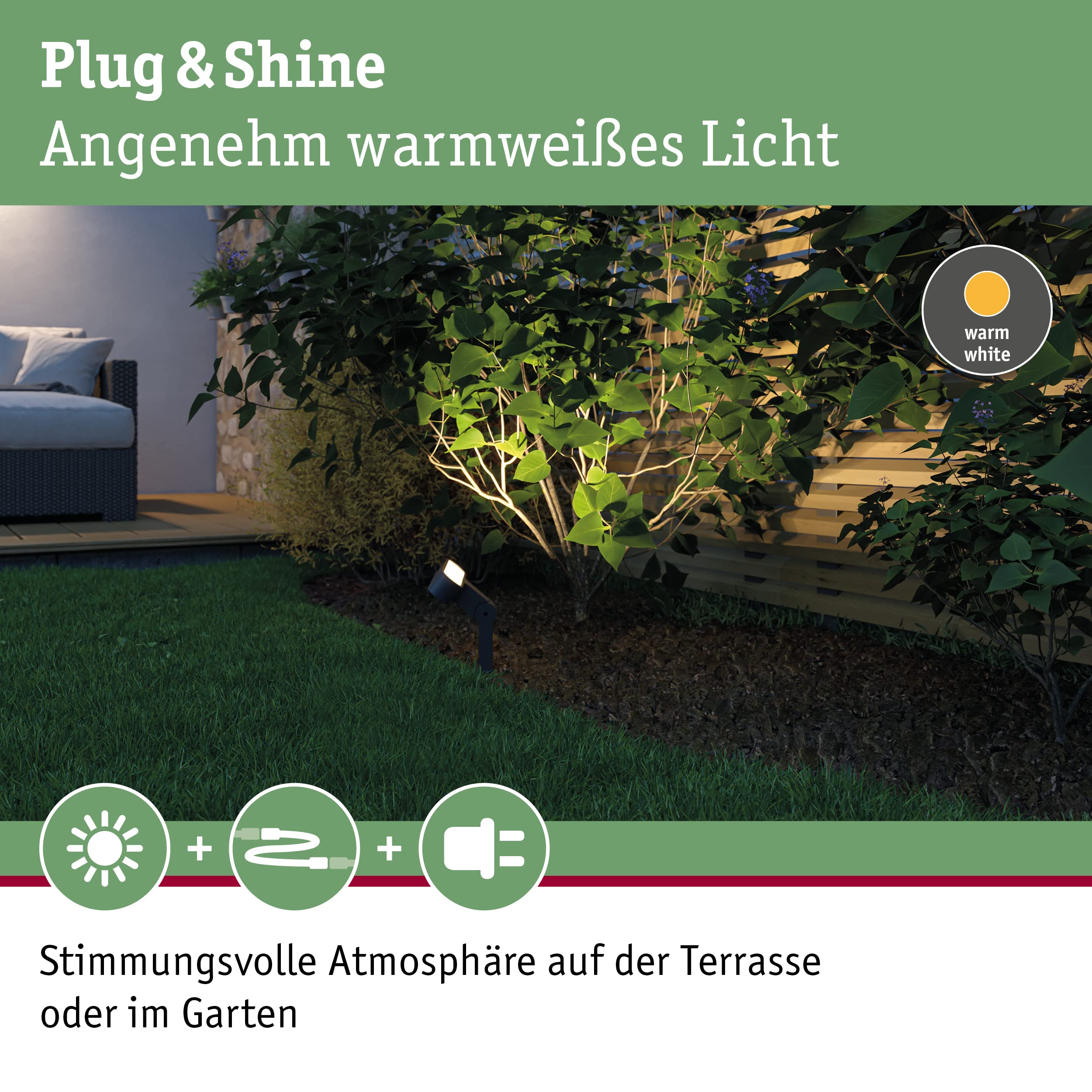 Paulmann 94544 LED apparecchio per Esterni Plug & Shine Spot Ito IP65 incl. 1x6 Watt dimmerabile Antracite Metallo, plastica 3000 K 6 W