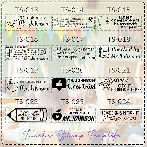 Miniatura 4 de Sello personalizado para profesor, letrero autoentintado y sello de devolución para profesor con nombre para clases de calificación de tareas
