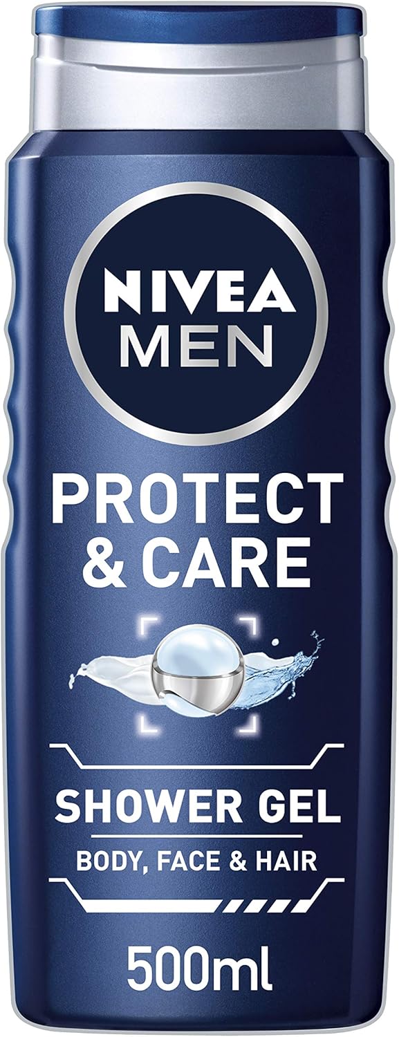 NIVEA Men Protect & Care Shower Gel (500ml), Moisturising Body Wash